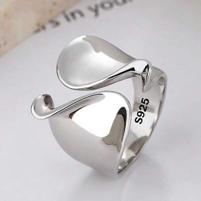 Hot Water Droplets Rings Charm 925 Sterling Silver Plated For Women Adjustable Size Fashion Party Wedding Jewelry Holiday Gift