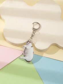 1pc New Acrylic Strange Cute Meme Cat&Dog Cool Cat/Heart Shape Cat/Smiling Cat/Poor Crying Cat/Funny Interview The Cat/Wronged Lie Flat Fat Cat/Thumbs-Up Cat/Keychain Pendant/Backpack Ornament /School Bag Accessories/Purse Pendant/Friend's Gifts Car Accessories Bag Charm - Multicolor - View 5