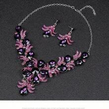 1 Set Women's Jewelry Set: Necklace, Earrings 3pcs, Bridal Evening Party Accessory, Fashionable Luxury Shiny Rhinestone Set