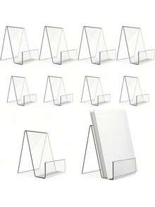 2 pezzi/6 pezzi Supporti per libri in acrilico - Trasparente come il cristallo, eleganti e contemporanei, supporti espositivi per libri, riviste, menù, album fotografici - Perfetti per uso domestico, ufficio o commerciale - Trasparente - Visualizzare 2