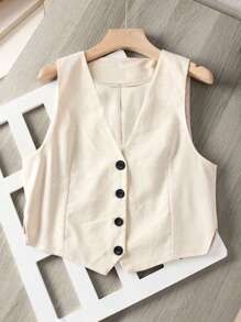Set di giacca monopetto in chiffon senza maniche e pantaloncini casual estivi da donna per vacanze