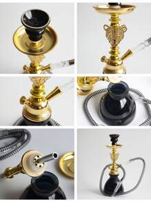 Complete New Hookah Set, Single Hose Acrylic Hookah Kit, Shisha Flexible Hose Ceramic Bowl Accessories, Portable Hookah Pipe Set (Includes Bowl, Hose, Charcoal Tray, Tongs), Premium Full Glass Bottle Acrylic Stem Metal Hookah Hose And Pipe Fittings, No Electricity Required, Suitable For Back To School, Valentine's Day, Father's Day Gifts, Friends, Bars, Nightclubs, KTVs, Home And Restaurants (2 Random Glass Bottle Styles)