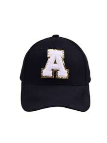 1 Pieza Gorra de béisbol unisex con letra del alfabeto A-Z simple, ajustable, para uso casual al aire libre, sombrero protector solar para niños