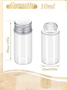 10PCS/5PCS/2PCS Small Transparent Bottles With LIDS, Mini Spice Cans With Spiral Aluminum LIDS, Mini Glass Bottles With Spiral Aluminum LIDS, Powder Cream, Cosmetics, Jewelry, Wedding Cans, Sample Containers (10ml, Silver LIDS), Reusable, Travel Accessories