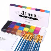Set de pintura corporal UCANBE de 20 colores con 10 pinceles, pintura facial Athena de alta reproducción cromática, pintura facial de Halloween para maquillaje de teatro y carnaval.