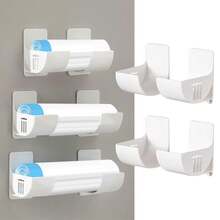 4-Piece Kitchen And Bathroom Set: No Drilling Required/Adjustable Wall-Mounted Storage Rack - Multi-Purpose Plastic Storage Box For Packaging, Bags, Etc. - Space-Saving Cabinet And Refrigerator Side Rack, Bathroom Storage Box | Stylish Shelf - Multicolor - View 7