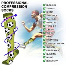 5 Pairs Compression Socks For Men, Soft Sports Knee High Socks With Ball Pattern Athletic Festival Collector Gift Socks - Multicolor - View 4