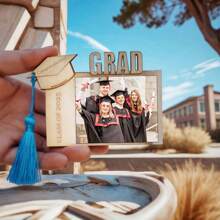 1pc 2025 Wooden Back-To-School Picture Frame, With Pink/Blue/Black Hanging Tassels, Gift For Friends, Kids, Back-To-School Present