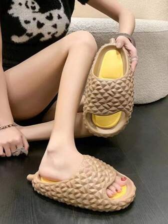 夏季柔软拖鞋，男女通用，室内防滑榴莲凉鞋，淋浴，沙滩鞋