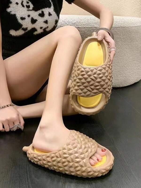 Chinelos de verão macios, unissex, sandálias de durião antiderrapantes para ambientes internos, chuveiro, sapatos de praia