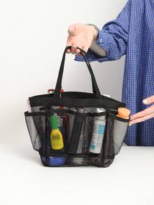 1 Pc Mesh Shower Caddy Portable For College Dorm Room Essentials With 7 Upgraded Deeper Pockets, Quick-Dry Large Shower Basket Tote Bag With 2 Handles For Toiletry, Bathroom, Camp, Gym - Multicolor - View 4