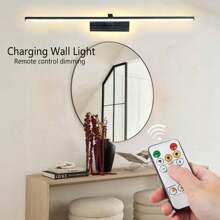 LED Modern Rechargeable Wall Sconce Battery Operated Mirror Light Home Decor Fixtures Set Wall Lights Home Decor Fixtures For Living Room With Remote Control, Dimmable/Night-Light/Memory, Black Modern Wireless LED Sconce Luxury Home Decor For Living Room Led Wall Sconce Hallway Bedroom 40CM/60CM(1/2 Packs 4000mAh)