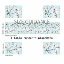 1pc/5pcs/7pcs Floral Art Print Polyester Table Runner With 6pcs Placemats - Polyester, Rectangle, Holiday Table Decor Cloth Runners, Home Decoration, Kitchen Dining Table Decor, Room Decor, Table Runners