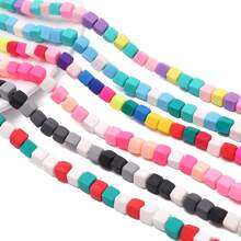 60pcs 6mm Soft Clay Square Beads Handmade Bracelet Necklace Jewelry DIY Accessory Material Kit, Colorful Beading Supplies