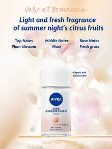 NIVEA 50ml/1,76oz Desodorante Perfumado Floral em Rolo, Romântico Aveludado, Controle Eficaz de Odores, Fragrância de Longa Duração, Ilumina o Complexo, Aroma Natural, Design em Rolo, Proteção de 72 Horas, Ilumina a Pele, Fragrância Fresca, Hidratante, Suave, Fórmula Delicada, Adequado para Todos os Tipos de Pele, Especialmente para Aqueles com Pele Suada, em Busca de uma Experiência Refrescante - Romance de Veludo - Visão 3