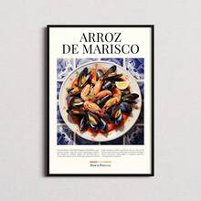 1 幅墙面艺术海报（可选框架）现代 Biscotti Caldo Verde 烤宽面 Ristretto Patatas Bravas 传统食物帆布画印刷品墙绘房间厨房装饰，适用于住宅和宿舍墙壁、客厅和酒吧装饰、餐厅或浴室、房间装饰，高品质无框架，室内/室外帆布艺术，无框 - 彩色 - 查看 13