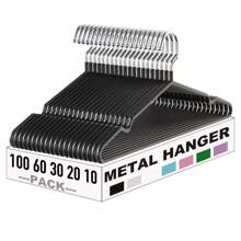 100/60/30/20/10/5/1pc Non-Slip Rubber Coated Metal Hangers Wire Shirt Hangers, Space Saving Clothes Hanger With Rubber Coating(Silver Hook), Heavy Duty Clothes Hanger , Metal Shirt Jacket Hanger With Round Notches For Dress,Standard Suit,Shirt,Coat-Perfect Valentine's Day Gift For Him/Her,Wardrobe Organiser