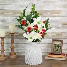 Allstate Floral 26" Dahlia, Lily And Rose Artificial Silk Floral Half Bouquet