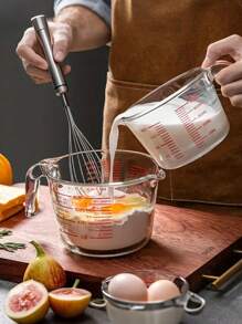 Stylish And Simple Glass Measuring Cup With Scale And Handle, Thickened, Heat-Resistant, Suitable For Baking, Cooking And Kitchen Use - Precise Measurement, Allowing You To Perfectly Grasp The Required Amount And Make Delicious Food. Precise Component Preparation; Measurement Marking; Heat-Resistant Glass