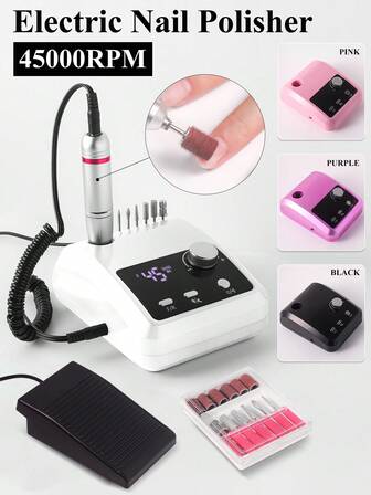 LIMEGIRL 45 000 varv/min elektrisk nagelborr, nagelborrset, elektrisk nagelfil, professionell kvalitet för akrylnaglar, gelnaglar, manikyr, pedikyrpolering, lämplig för hemmabruk och salong, med fotpedal