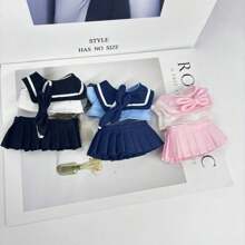 (Solo ropa de muñeca) Ropa para muñeca sentada de 17CM/6.69IN, Vestido uniforme de marinera de la Serie de Fiestas para figuras de 1-3 generaciones de PVC de reemplazo