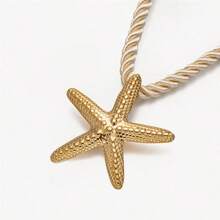1pc Fashionable Luxury 18K Gold Stainless Steel Sea Conch, Starfish And Sun Pendant Necklace, Versatile Accessory For Women
