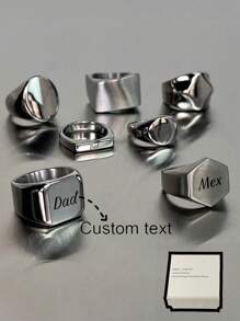 Anillo personalizado de acero inoxidable grabado para hombres, regalo de aniversario o festivo