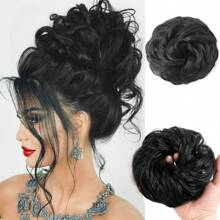 Synthetic Messy Bun Hair Pieces, Curly Wavy Bun Hair Band, Suitable For Women's High Bun Ponytail Hair Pieces