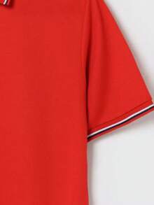 Custom Short Sleeve Polo Shirt With Color Block Design For Men & Women, Office Work Uniform, Add Your Personalized Graphics Print On The Back - Red - View 7