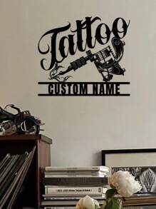 1 pezzo di Decorazione da parete in metallo personalizzata - Targa personalizzata con nome dello studio per la casa, per la decorazione della stanza degli uomini e dell'officina - Design versatile per appendere - Regalo perfetto per gli amanti dei tatuaggi, decorazione di San Valentino, decorazione di San Valentino