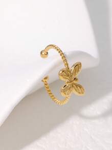 1pc Fashionable Unique Personalized Cute Versatile Stainless Steel Butterfly Ring, Suitable For Women Daily, Parties, Dates