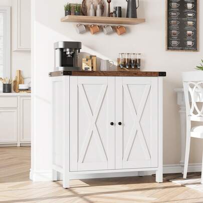 Credenza in stile rustico, piccolo mobiletto portaoggetti con 2 ante e ripiano regolabile, mobiletto consolle decorativo per ingresso, soggiorno, sala da pranzo