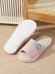 Mules en lin, pantoufles intérieures silencieuses absorbantes et respirantes pour couples pour toutes les saisons