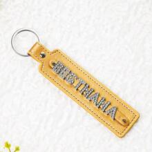 1 件定制时尚字母姓名钥匙扣、个性化皮革钥匙扣 - 定制首字母与闪亮水晶、情人节礼物 FP♡520 风格、母亲节礼物、波西米亚风格男女爱情配饰、带定制姓名标签的人造皮革矩形钥匙扣、情侣钥匙扣、装饰性包袋挂件、汽车钥匙配饰、情人节礼物、完美的返校配饰、具有时尚设计的独特礼物