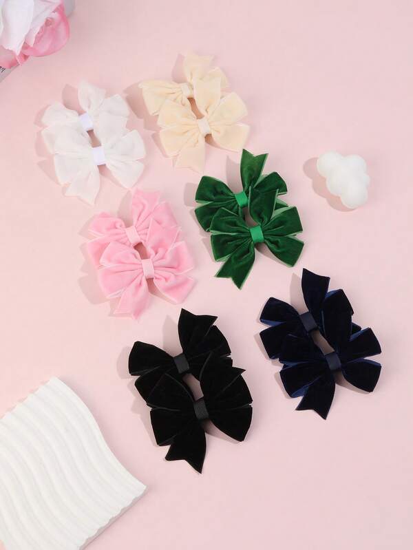 2pcs Girls' Fashionable Cute Hexagon Velvet Hair Clips, Suitable For Daily Wear, Great As Gifts