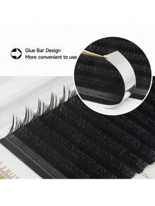 XIUSUZAKI 12 rangées de rallonges de cils en forme de C/D, de type YY, en brun et noir, avec des pointes doubles et triples. Extensions de cils volumineuses pré-assemblées, souples. - Noir - Voir 7