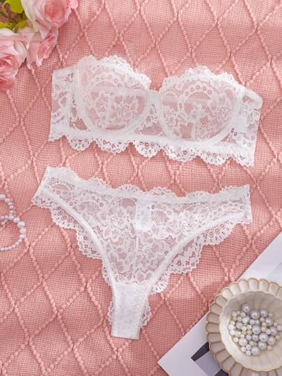 Lace Pattern Lingerie Set, Strapless Bra And Panty, Sexy Women's Sleepwear Set, Sexy Women's Underwear, Women's Panties, Sexy Women's Sleepwear Set, Sexy Women's Apparel, Sexy Lingerie Set, Women's Lingerie Set, Women's Set