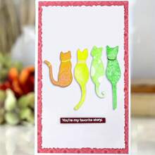 Cats Metal Cutting Dies, DIY Scrapbooking Album And Embossing Stencil, Greeting Card Making Tool, Card Paper Cutting Crafts ,Gift Card Making Template Die Cuts