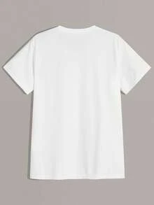 Men's Letter & Palm Tree Printed Crew Neck Short Sleeve Casual T-Shirt - White - View 3