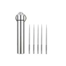 Set de 3/4/5/6/7/9 piezas de palillos de dientes de acero inoxidable con tubo portátil de almacenamiento, limpiador dental de metal para el cuidado y limpieza oral de los dientes