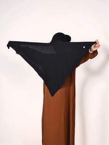 1pc Women Solid Color Muslim Style Scarf With Head Under Cap, Easy-Wear Sewn Triangle Head Wrap, Breathable Sun Protection, Elegant Modest Muslim Hijab/Headscarf - Base Cap + Triangle Scarf In One - View 2