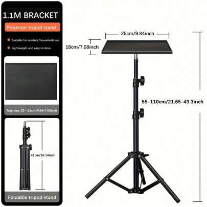 Universal Projector Tripod With Tray, Extendable Aluminum Alloy Stand, Height Adjustable, Suitable For HY300, HY320, HY320mim And Various Projectors, Cameras, Phones, Tablets, Laptops