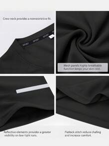 3 Pcs Men's Black, Grey, Army Green Short Sleeve Round Neck Sports Shirts, Athletic Tops For Summer Outdoor Wear