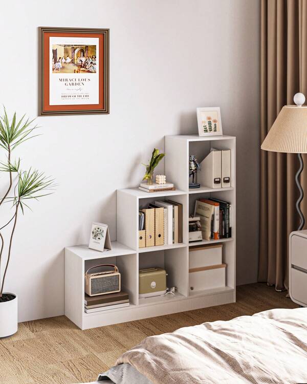 Hzuaneri Bücherregal mit 6 Würfeln, offenen Fächern, 3-stufiges Regal, verstellbare Paneele, Schrank, Würfelregal Stufenregal, Display-Veranstalter für Wohnzimmer, Office, Schlafzimmer