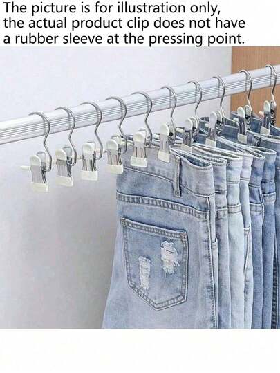 10 piezas de pinzas para ropa de acero inoxidable con ganchos - Perchas portátiles para pantalones, faldas y organización del armario
