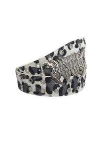 Vintage Leopard Print Dual Exhaust Hole Men's Belt, Punk Rock Cyber Flame Cowboy Elements, Versatile For Sweatshirt, Jeans, Suitable For Daily And Holidays