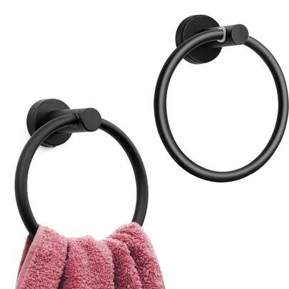 Matte Black Towel Ring - SUS304 Stainless Steel Wall Mounted Bathroom Towel Rack - Kitchen And Bathroom Towel Rack - Black Towel Rack - Bathroom Towel Rack - Towel Rack