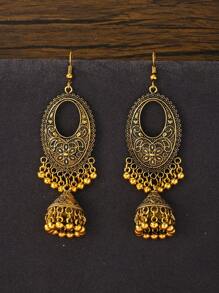 Retro Traditional Middle Eastern Style Earrings, Ancient Silver Alloy Pendant Jewelry Suitable For Women's Daily Wear