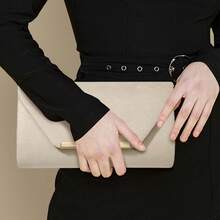 Large Capacity Women Suede Clutch Purse Evening Bag Prom Handbag With Detachable Chain For Wedding ,Velvet Handbag For Party - Multicolor - View 3