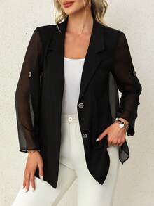 New Arrival Spring/Summer Women's Fashionable Solid Color Sheer Back Blazer Jacket